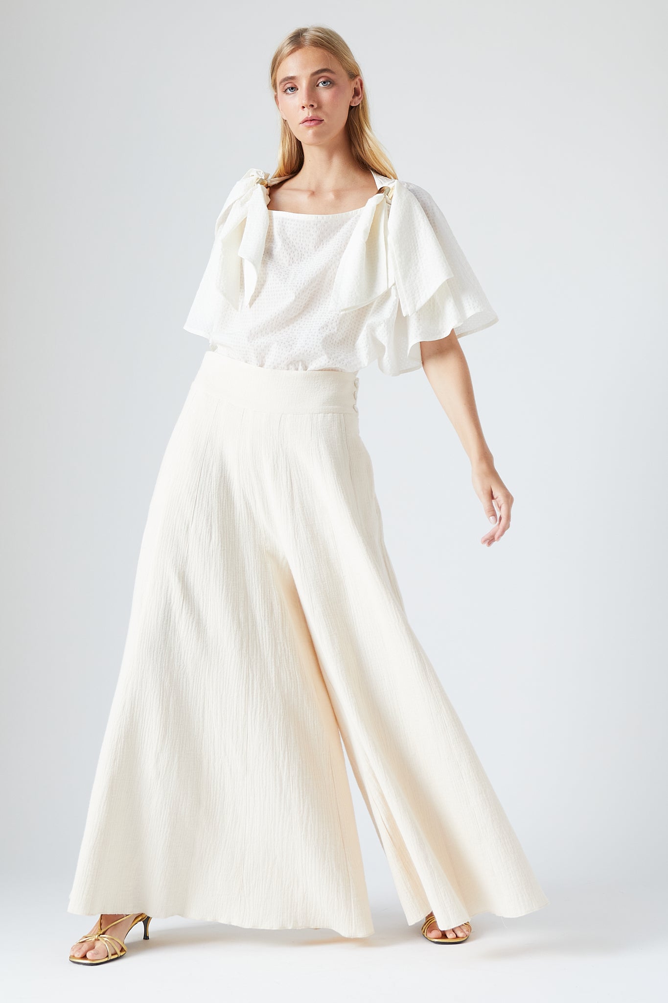 Women's Wide Leg Cotton Blend Pants