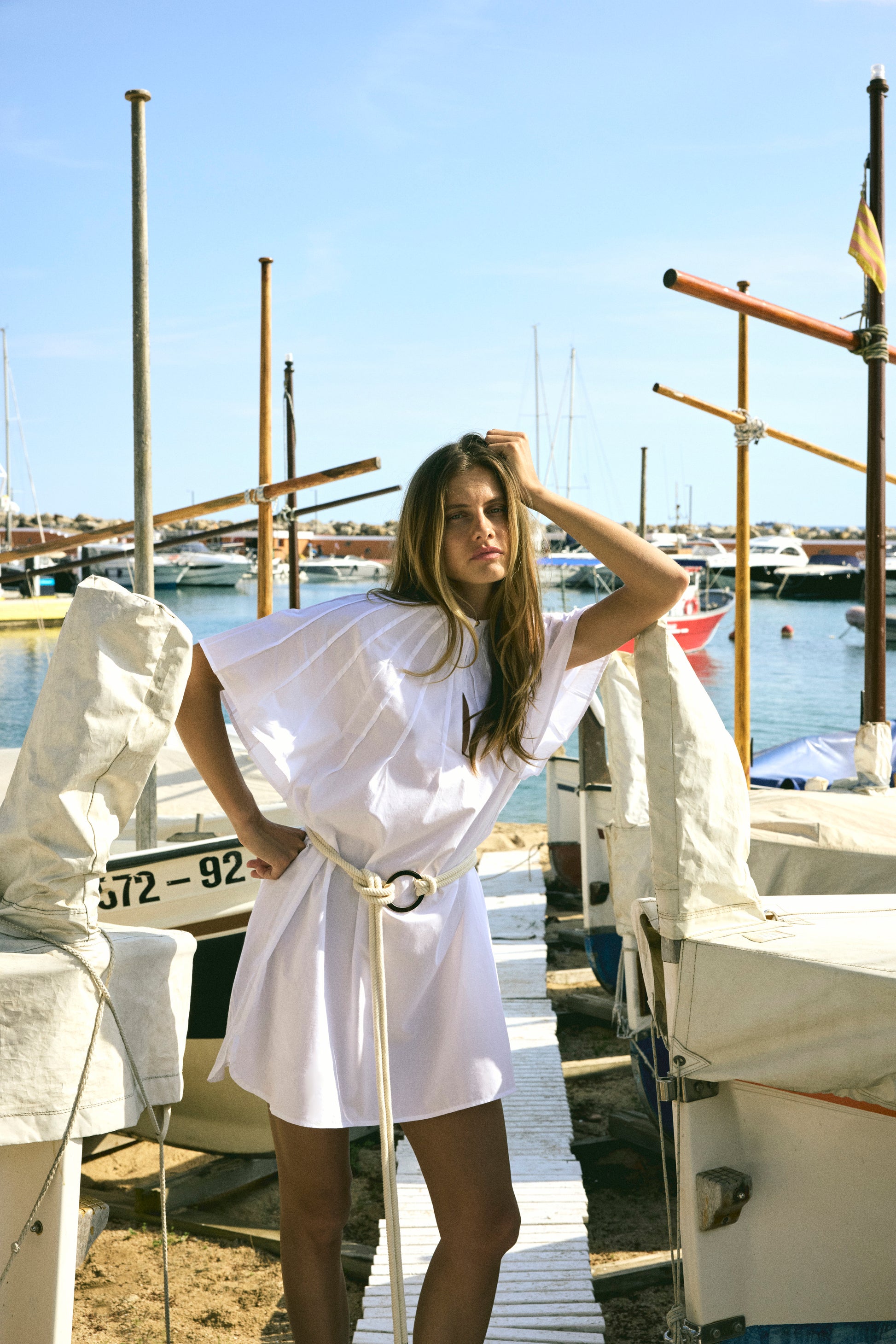 Women's White Mini Dress with Puff Sleeves