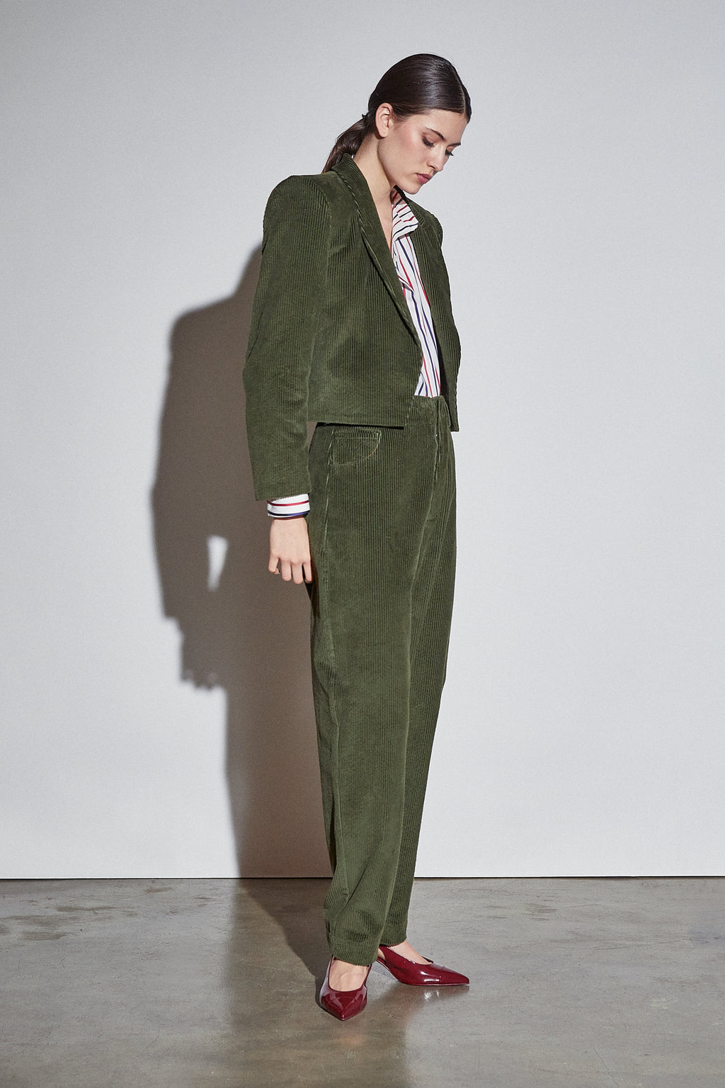 Amber Spencer Jacket Olive Corduroy