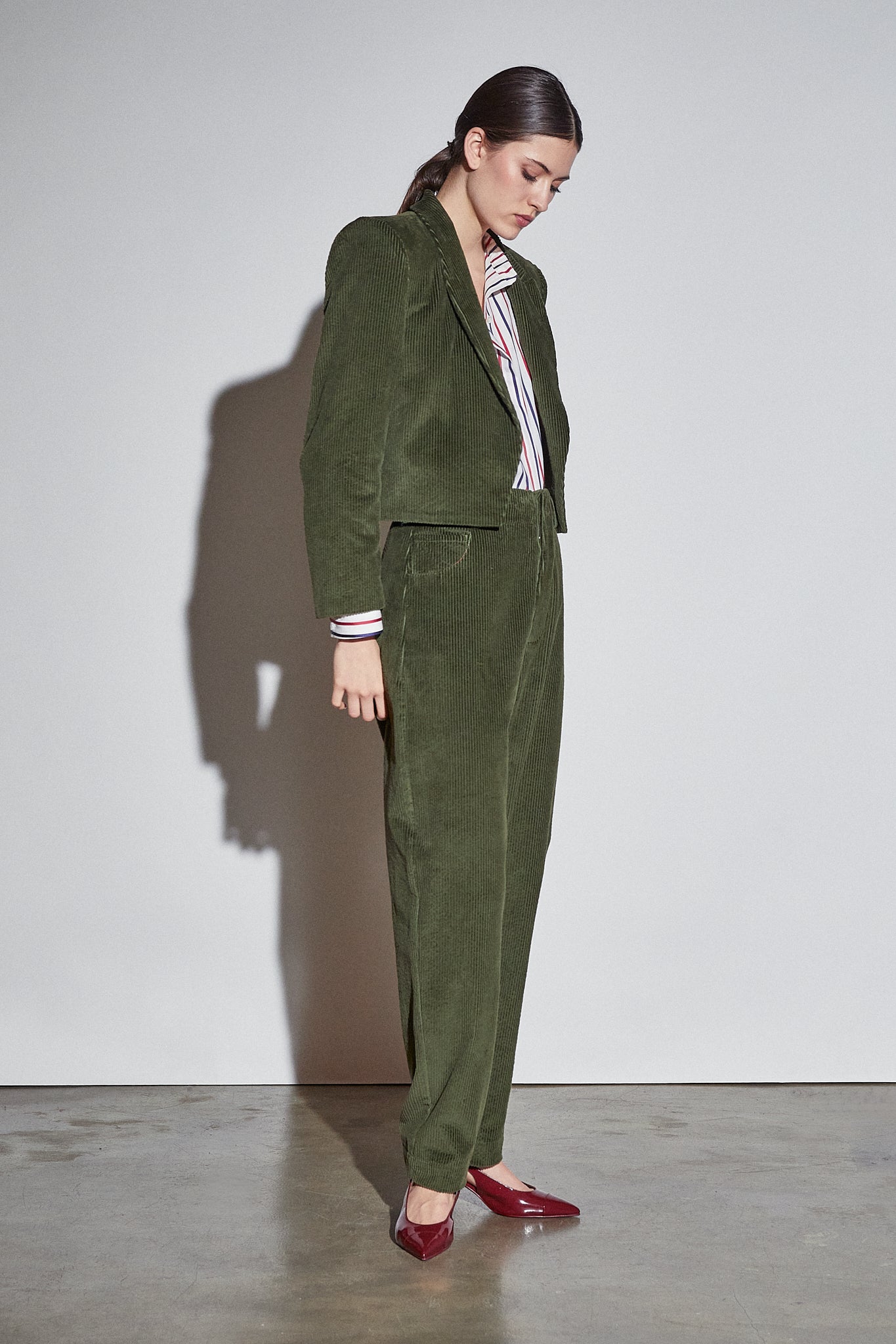 Amber Spencer Jacket Olive Corduroy