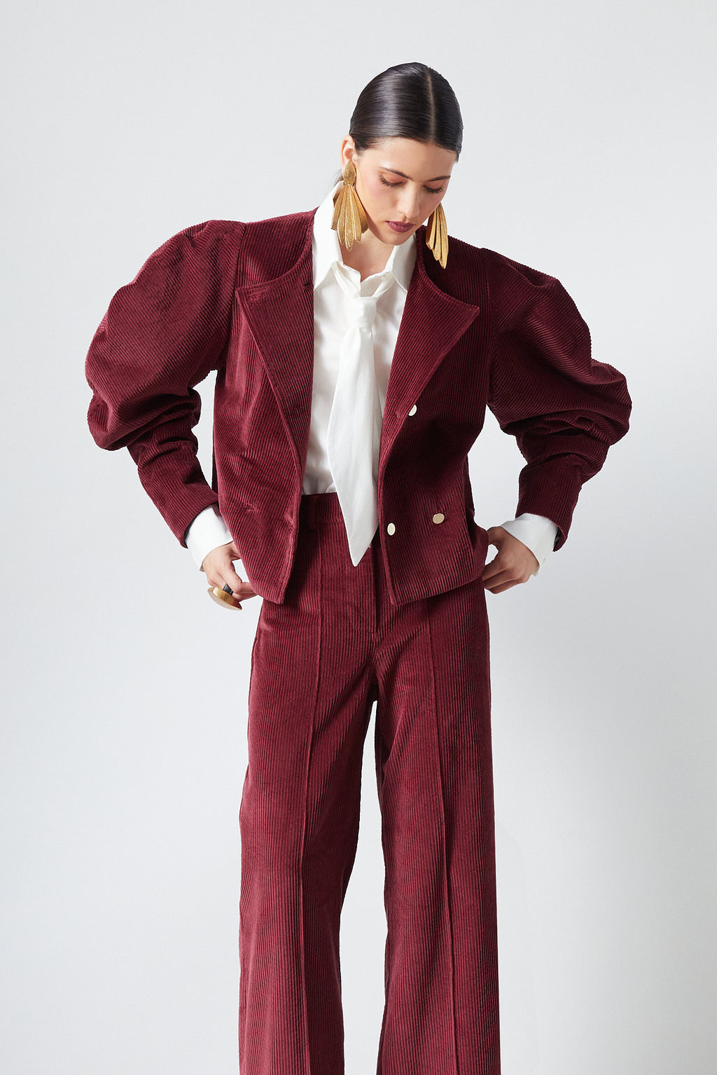 Pantalones Elvis de pana color granate