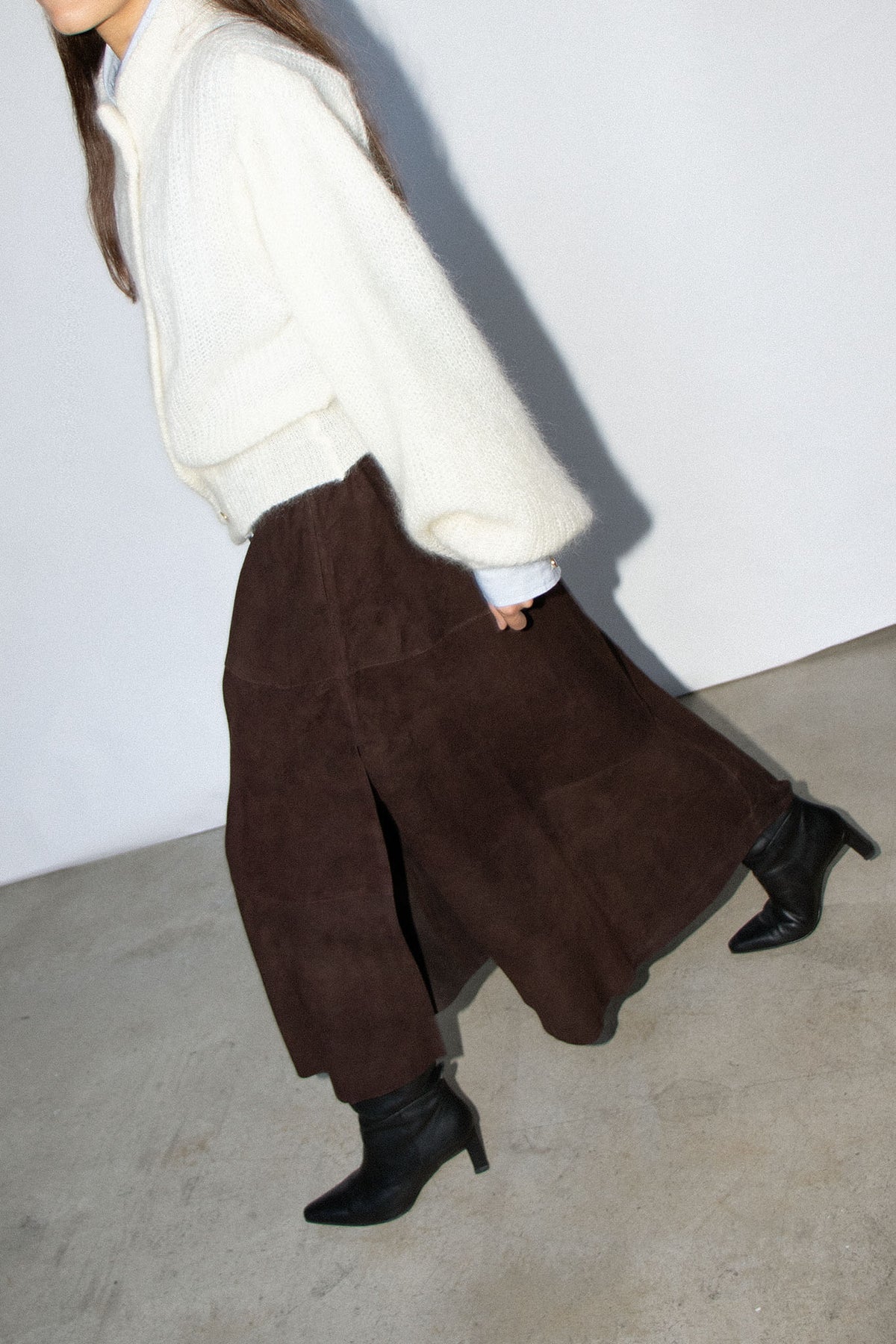 Donna Skirt Coffee Suede