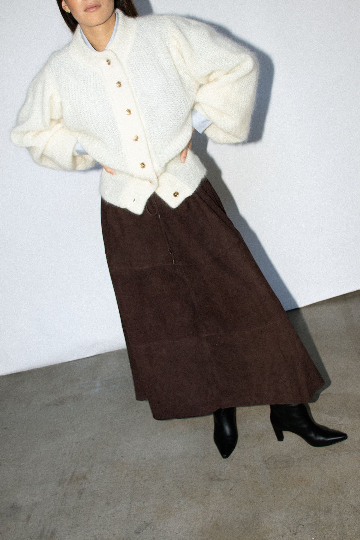 Donna Skirt Coffee Suede