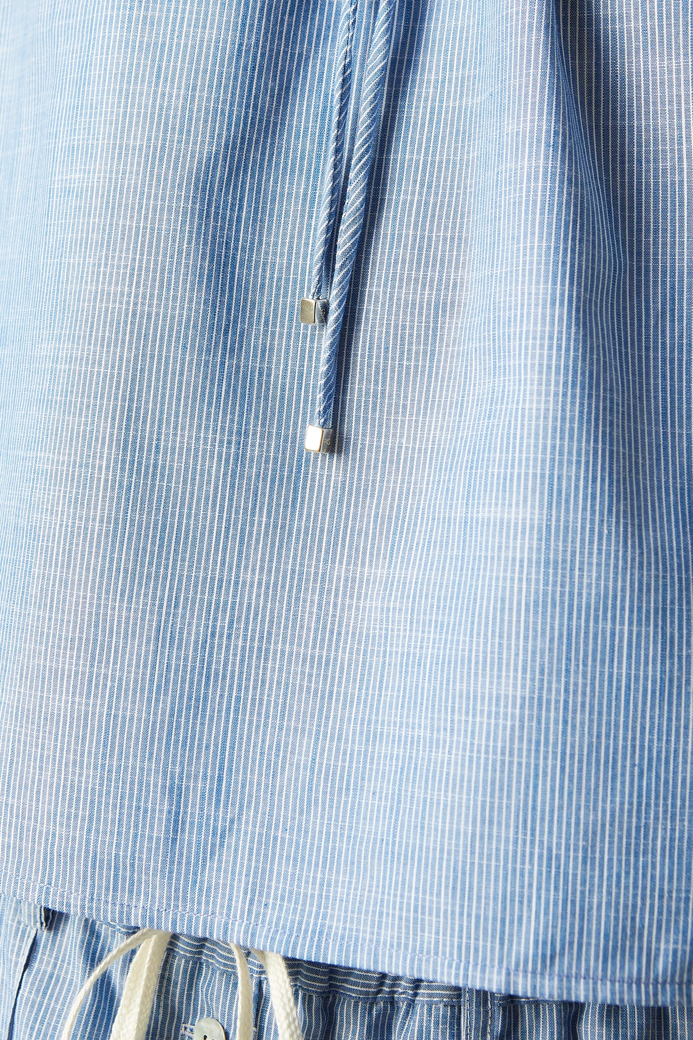 Women's Blue Cotton Top with Mandarin Collar | The Label Edition