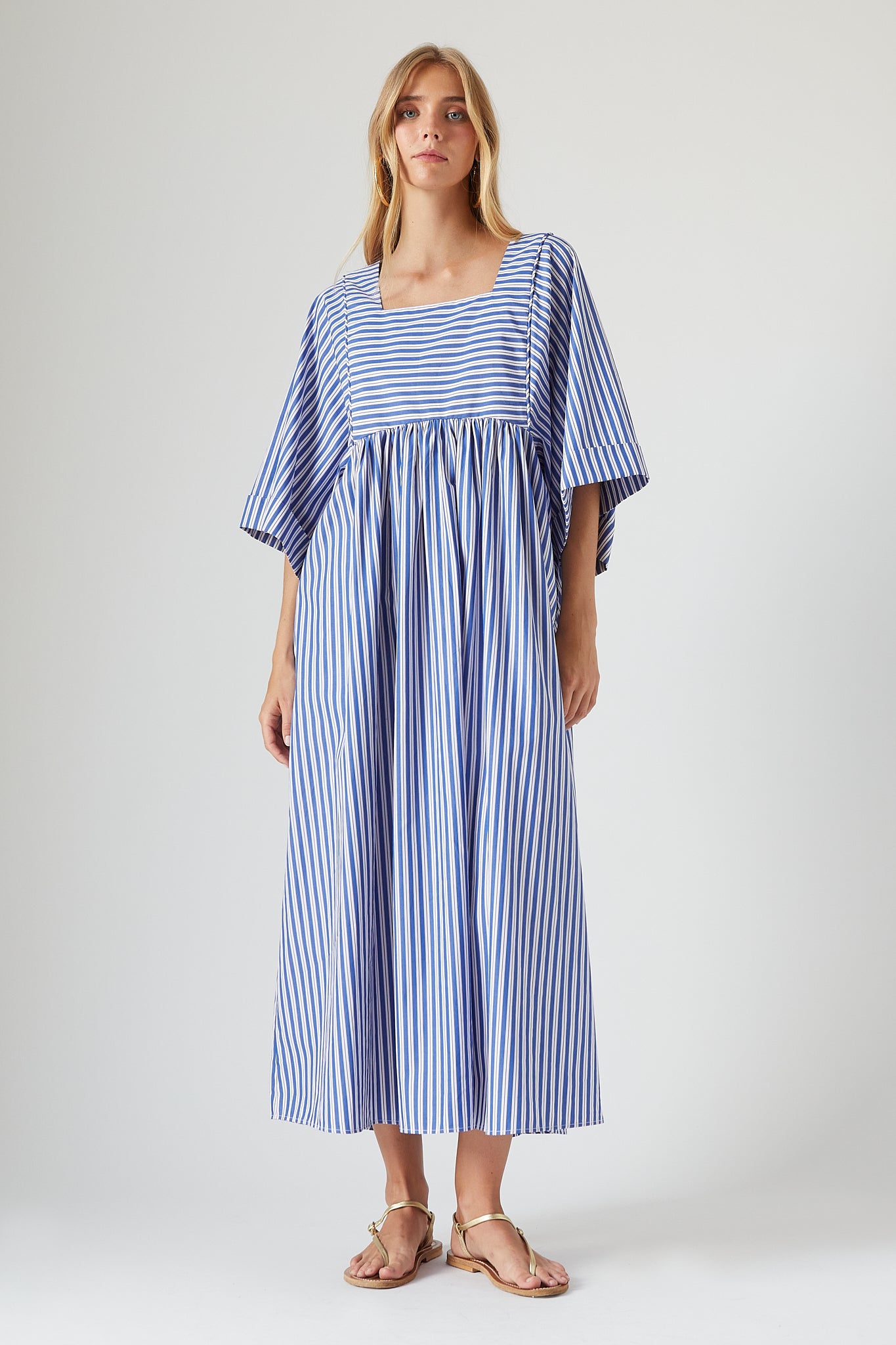 Women's Blue Striped Cotton Dress