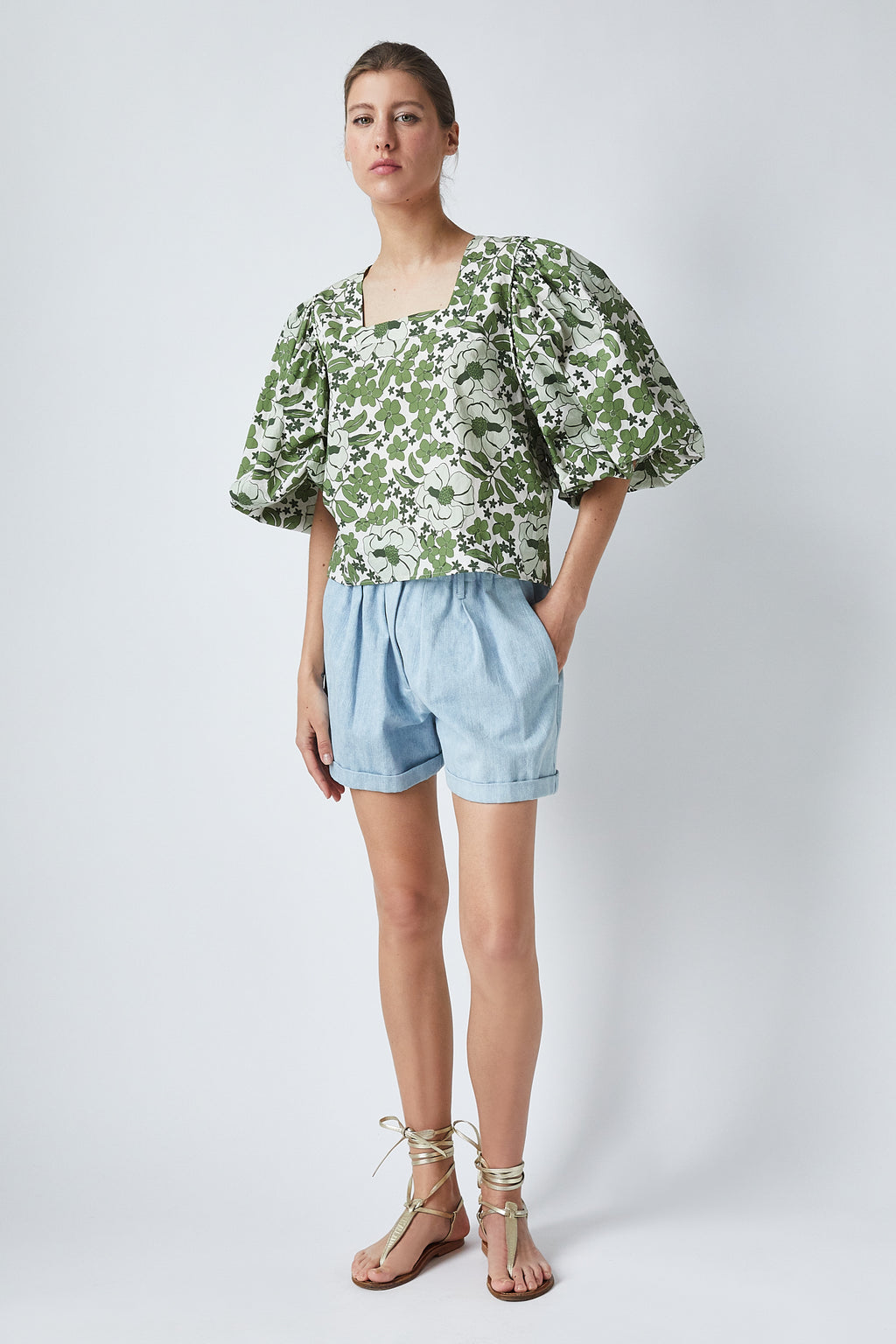 Peggy Top Green Bloom