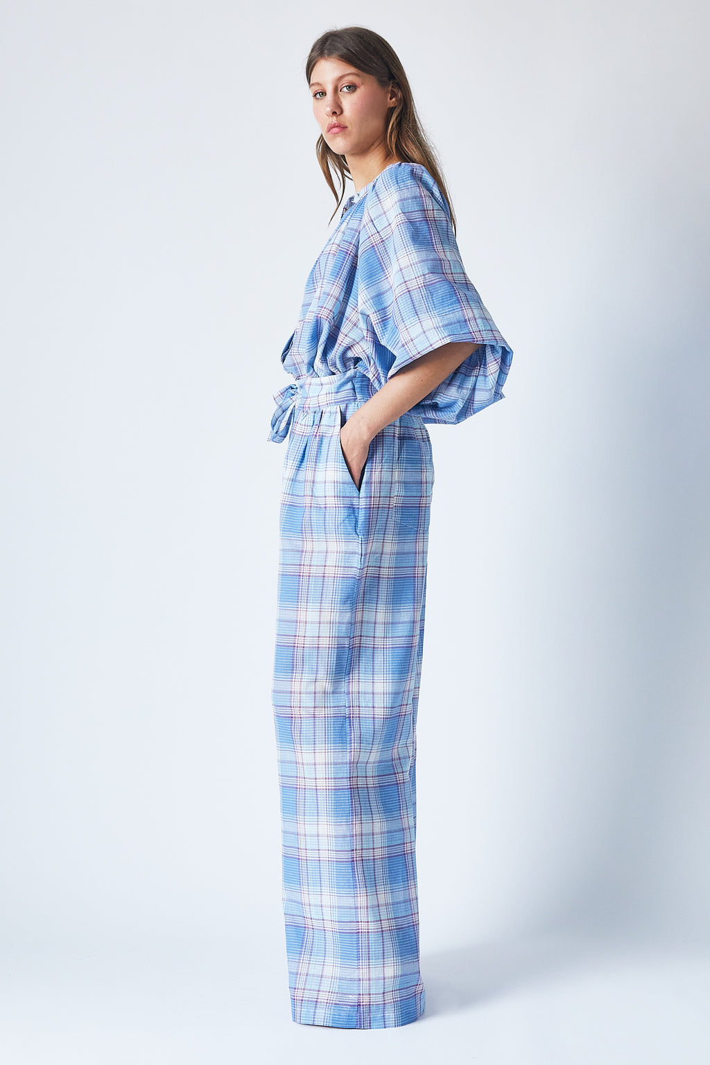 Thalia Blouse Blue Checks