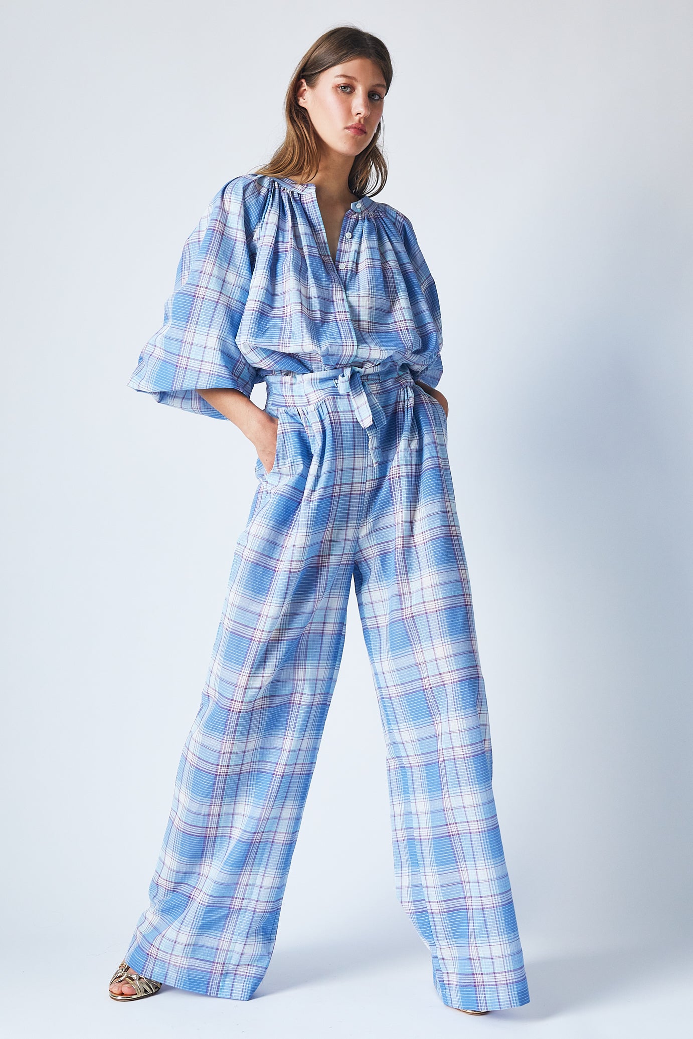 Thalia Blouse Blue Checks