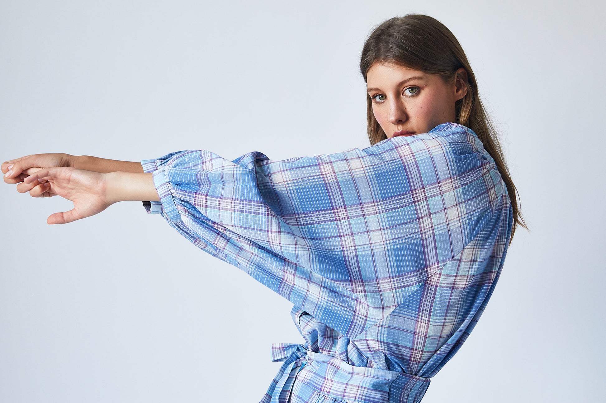 Thalia Blouse Blue Checks