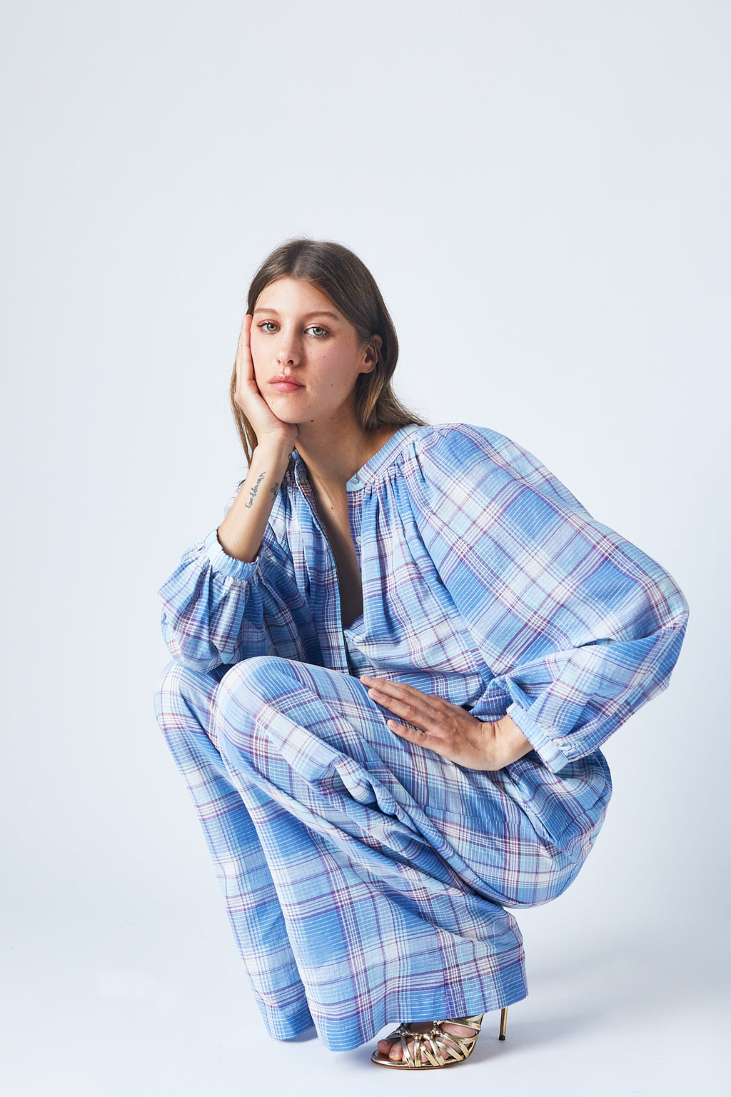 Thalia Blouse Blue Checks