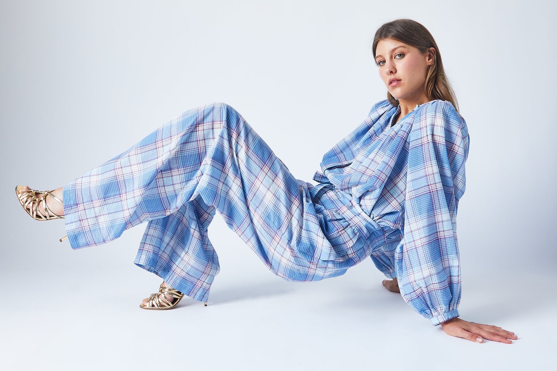 Thalia Blouse Blue Checks