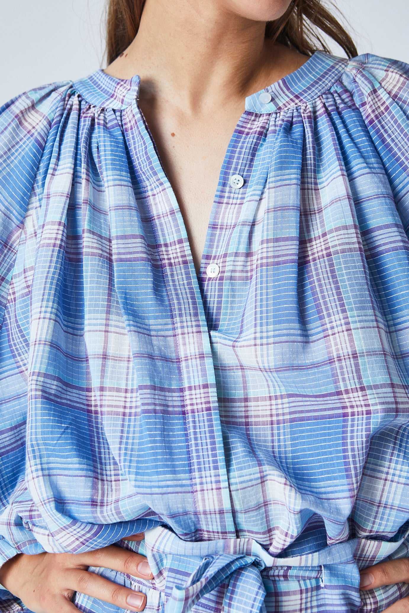 Thalia Blouse Blue Checks