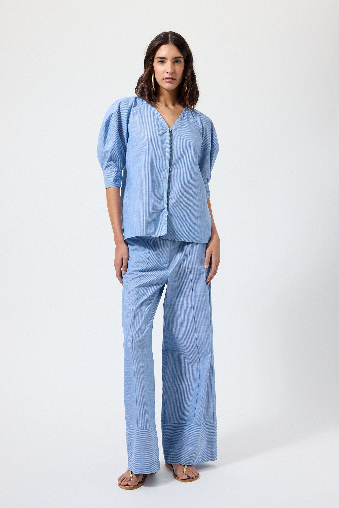 Women's High Waisted Wide Leg Cotton Pants | The Label Edition