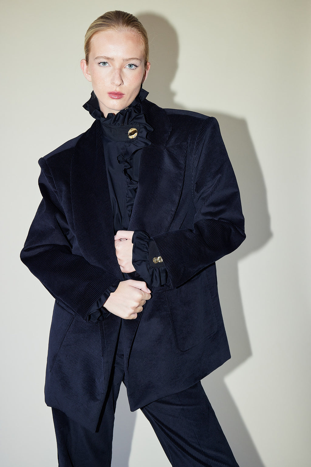 Blazer Felix en velours côtelé noir